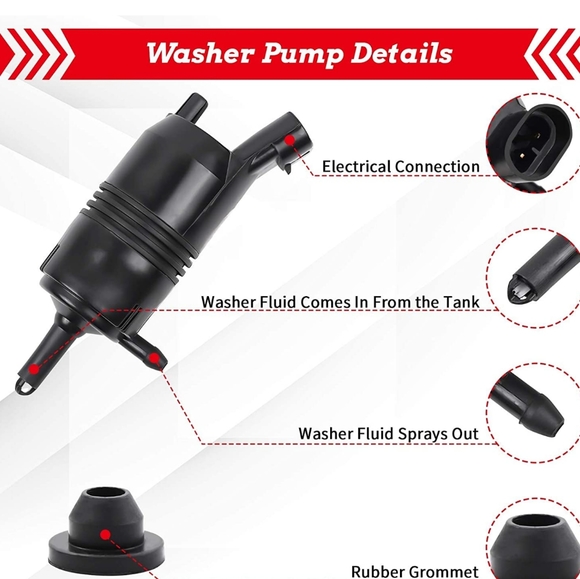 OTUAYAUTO QWP022 Front Windshield Washer Pump w/Grommet - Picture 4 of 7
